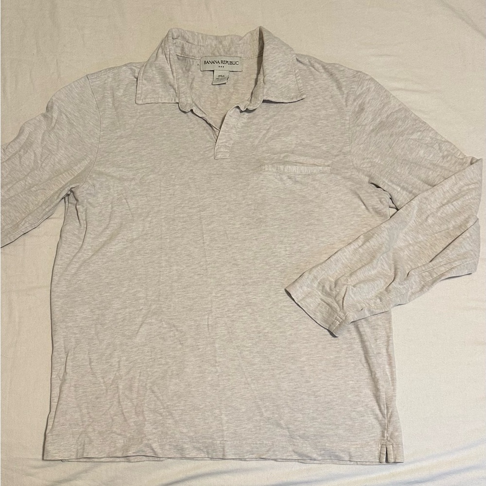 Banana Republic Light Gray Men's Polo Shirt
